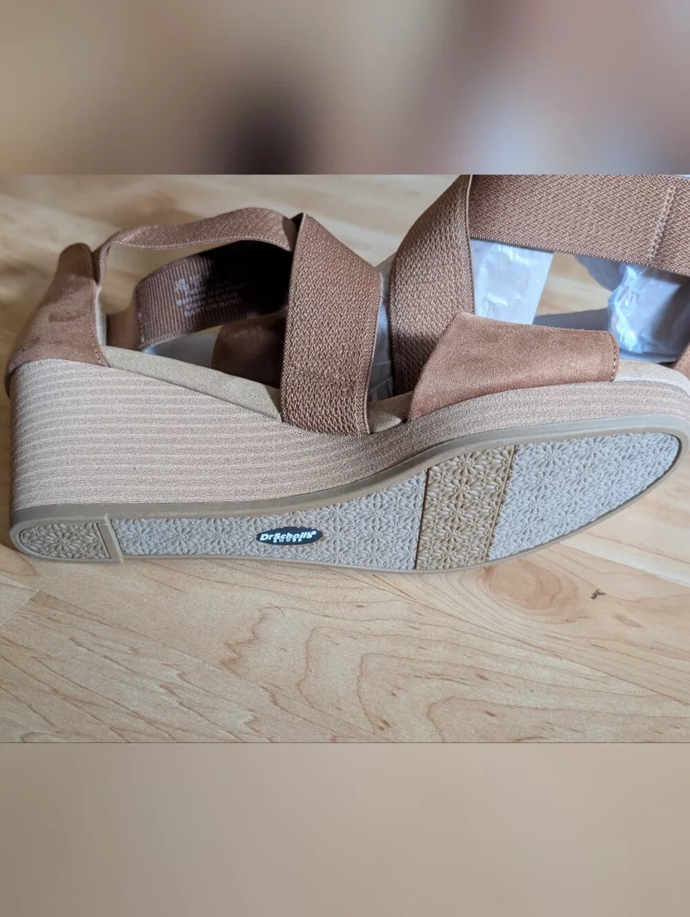 NWT Dr. Scholl's Womens Barton Band Tan Wedge Sandals - Picture 3 of 5